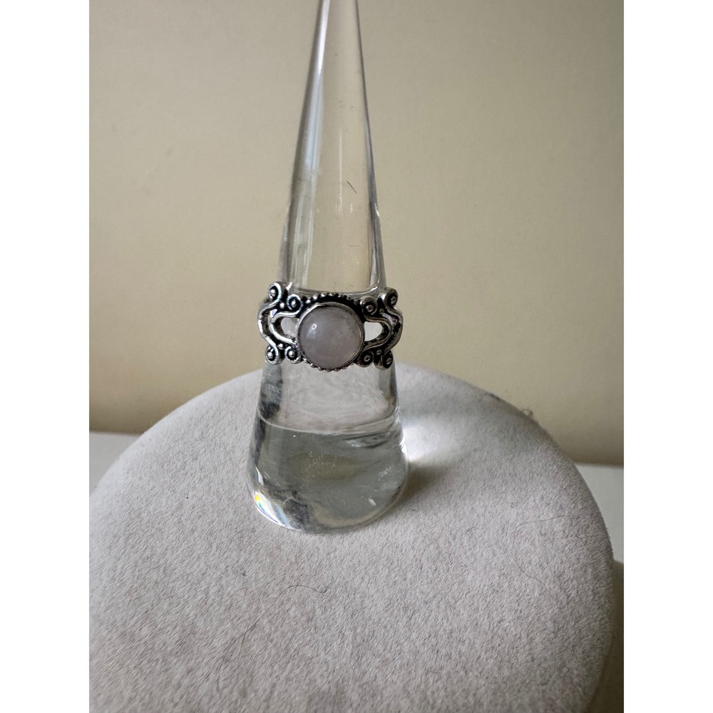 Womens Sterling Silver Tone Ring White Gemstone‎ Stone Size 6.5 Boho Statemente